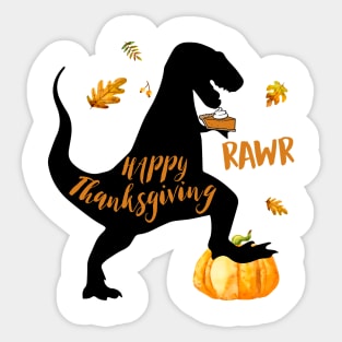 Happy Thanksgiving T-Rex Gift Sticker